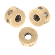 5x3 mm Rondelle bead with zirconium oxides - Fine gold plated - Crystal x1