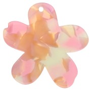 Acetate Flower Pendant 32x30 mm - Marbled Pink - Orange - Green x1