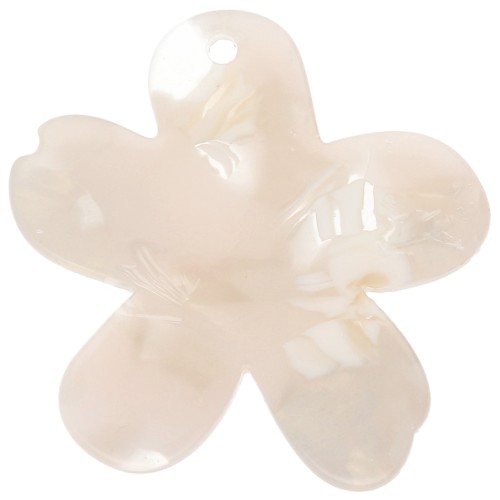 Acetate flower pendant 32x30 mm - Marbled Ivory - Dark Beige x1