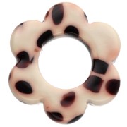 14 mm Acetate Flower Pendant - Mottled Brown - Cream x1
