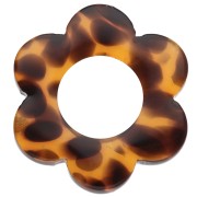 14 mm Acetate Flower Pendant - Terrazzo Brown - Black x1