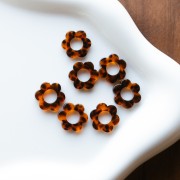 14 mm Acetate Flower Pendant - Terrazzo Brown - Black x1