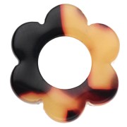 14 mm acetate flower pendant - Tortoiseshell - Brown - Black x1