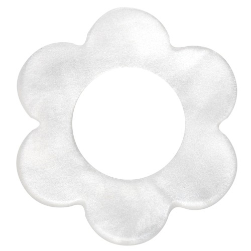 14 mm acetate flower pendant - Pearlescent white x1