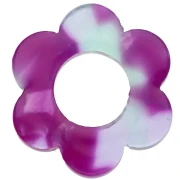 14 mm Acetate Flower Pendant - Tortoiseshell - Violet - Green x1