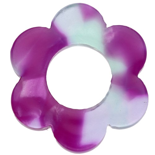 14 mm Acetate Flower Pendant - Tortoiseshell - Violet - Green x1
