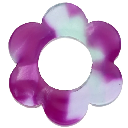 14 mm Acetate Flower Pendant - Tortoiseshell - Violet - Green x1