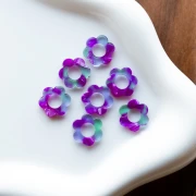 14 mm Acetate Flower Pendant - Tortoiseshell - Violet - Green x1