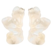 Half Flower Earrings 47x27 mm - Marbled Ivory - Dark Beige x2