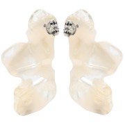 Half Flower Earrings 47x27 mm - Marbled Ivory - Dark Beige x2