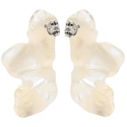 Half Flower Earrings 47x27 mm - Marbled Ivory - Dark Beige x2
