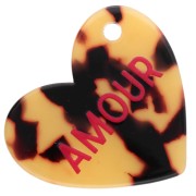 Black - Heart pendant 39x45 mm acetate - Love - Tortoiseshell Brown - Black - Red Heart pendant 39x45 mm acetate - Love - Tortoiseshell Brown - Black - Red
