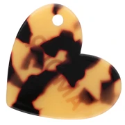 Heart pendant 39x45 mm acetate - Love - Tortoiseshell Brown - Black - Red