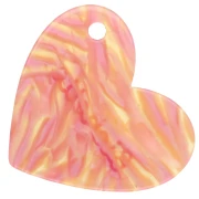 Heart pendant 39x45 mm acetate - Bichette - Marbled Pink - Yellow - Dark Pink x1