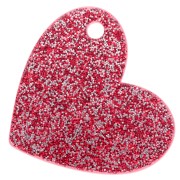 Heart pendant 39x45 mm acrylic - Maman chérie - Pailleté Rouge - Doré x1