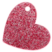 Heart pendant 39x45 mm acrylic - Maman chérie - Pailleté Rouge - Doré x1