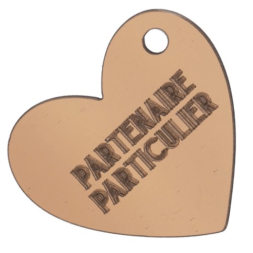 Heart pendant 39x45mm plexiglass mirror effect - Partenaire Particulier - Brown