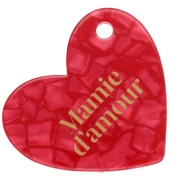 Heart pendant 39x45 mm acetate - Mamie d'amour - Red pearl - Gold x1