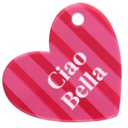 Heart pendant 39x45 mm acetate - Ciao Bella - Striped Pink - Red - White x1