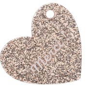 White - Heart pendant 39x45 mm acrylic - Merci ! - Light gold glitter - White x1 Heart pendant 39x45 mm acrylic - Merci ! - Light gold glitter - White x1