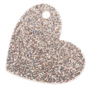 Heart pendant 39x45 mm acrylic - Merci ! - Light gold glitter - White x1