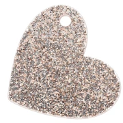 Heart pendant 39x45 mm acrylic - Merci ! - Light gold glitter - White x1
