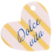 White - Heart pendant 39x45 mm acetate - Dolce vita - Yellow - White - Blue stripes x1 Heart pendant 39x45 mm acetate - Dolce vita - Yellow - White - Blue stripes x1