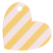Heart pendant 39x45 mm acetate - Dolce vita - Yellow - White - Blue stripes x1