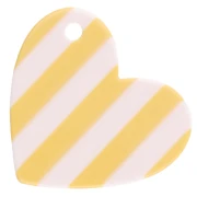 Heart pendant 39x45 mm acetate - Dolce vita - Yellow - White - Blue stripes x1