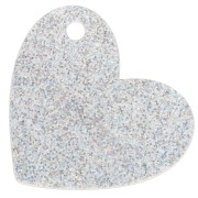 Heart pendant 39x45mm acrylic - Perleuse - Pailleté Argenté AB - Rose clair x1
