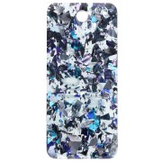 Pendant rectangle 55x25 mm acrylic - En voiture Simone - Paillettes bleues x1