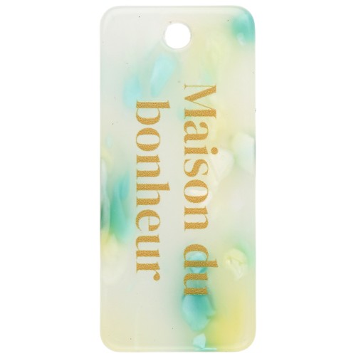 Rectangle pendant 55x25 mm acrylic - House of Happiness - Terrazzo Green - White