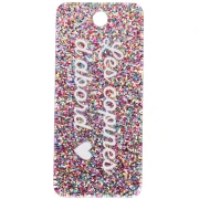 Rectangle pendant 55x25mm acrylic - Les copines d'abord - Multicolored glitter