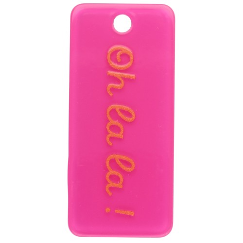 Pendant rectangle 55x25mm acetate - Oh la la ! - Fluorescent pink - Orange x1