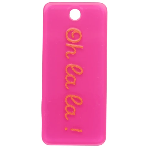 Pendant rectangle 55x25mm acetate - Oh la la ! - Fluorescent pink - Orange x1