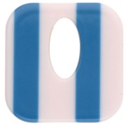 Acetate 21 mm hollow square pendant - White - Dark blue stripes x1