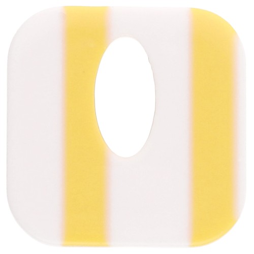 Acetate 21 mm hollow square pendant - White - Yellow stripes x1