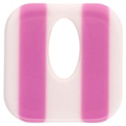 Acetate 21 mm hollow square pendant - Striped White - Magenta x1