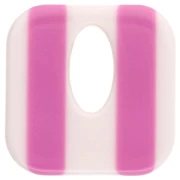 Acetate 21 mm hollow square pendant - Striped White - Magenta x1