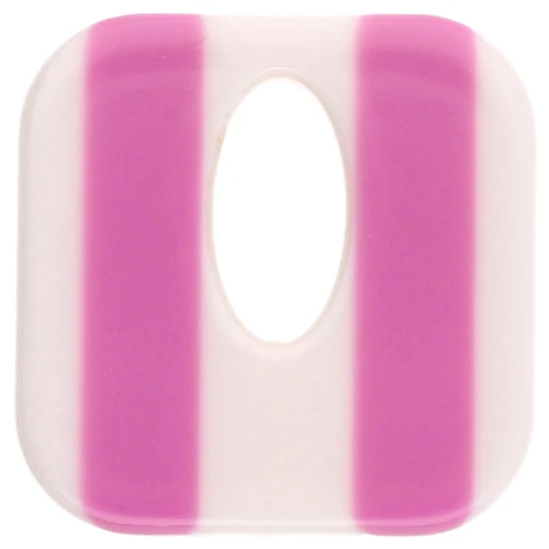Acetate 21 mm hollow square pendant - Striped White - Magenta x1