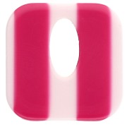 Acetate 21 mm hollow square pendant - Striped White - Raspberry x1