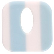 Acetate 21 mm hollow square pendant - White - Light blue stripes x1