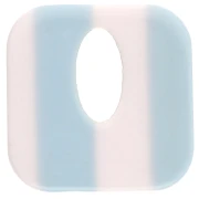 Acetate 21 mm hollow square pendant - White - Light blue stripes x1