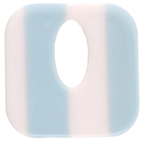 Acetate 21 mm hollow square pendant - White - Light blue stripes x1