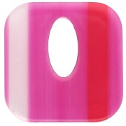 Square acetate pendant 21 mm - Fuschia stripes - Red - White x1