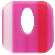 Square acetate pendant 21 mm - Fuschia stripes - Red - White x1
