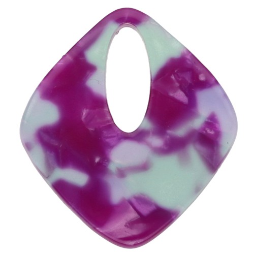28x25 mm Acetate Hollow Diamond Pendant - Tortoiseshell - Violet - Green x1
