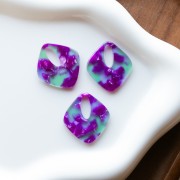 28x25 mm Acetate Hollow Diamond Pendant - Tortoiseshell - Violet - Green x1