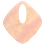 Hollow diamond pendant 28x25 mm, acetate - Pearlescent marbled salmon x1