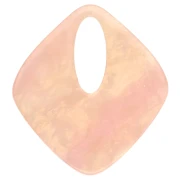 Hollow diamond pendant 28x25 mm, acetate - Pearlescent marbled salmon x1